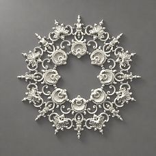 Star-shaped stucco decoration CPU-070 made of polyurethane, 765&times;765&times;18 mm, with eight-ray composition and fan-shaped elements
