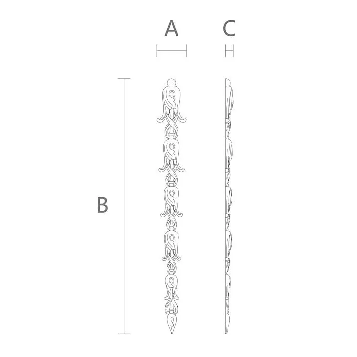 Drawing of NPU-502 polyurethane molding decor with dimensions 35 &times; 300 &times; 9 mm