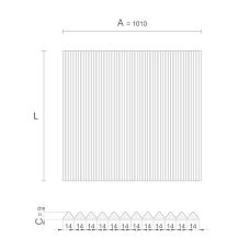 Drawing of slatted panel PAN-005 size 1010 mm with 9 mm profile