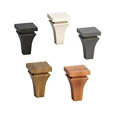 Geometric furniture leg MN-204M in five finish options: natural wood