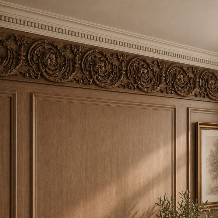 Carved frieze K-104 with floral ornament for a Baroque-style interior.