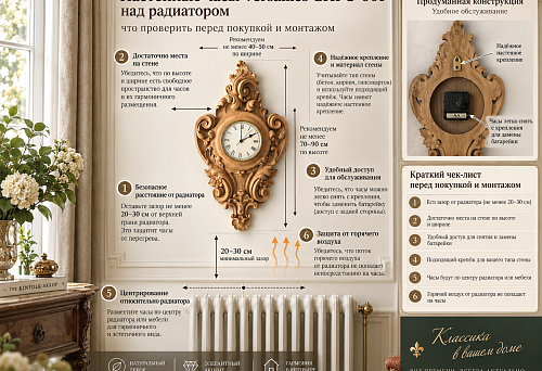 Wall clock Versailles CHPU-001 above the radiator: what to check before purchasing and installation