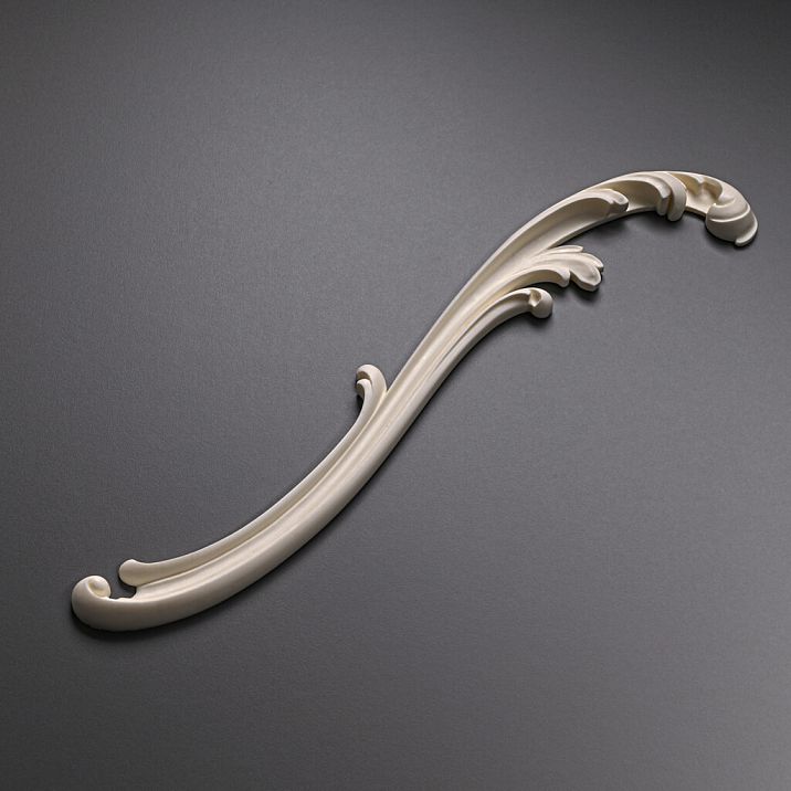 NPU‑427L Molded Decor S‑Shaped Polyurethane Wall Applique with Smooth Scrolls