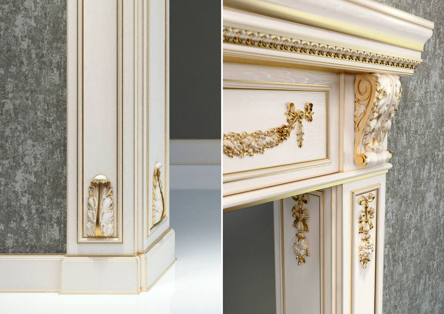 Cornice and pilasters of door portal PRT-009 with gold