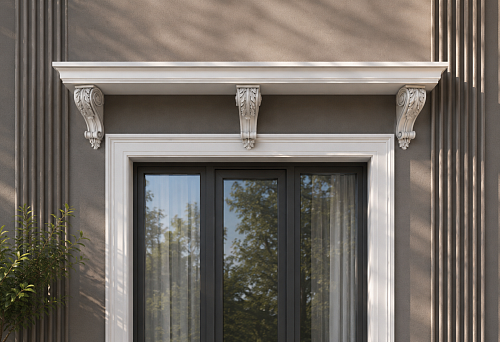 Two decorative brackets KRPU-010 243 mm at the edges of the window cornice