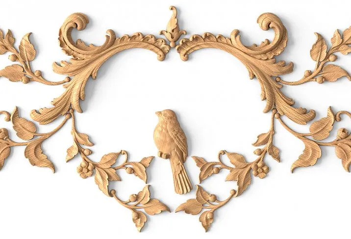 Wooden decor set C-054 in close-up