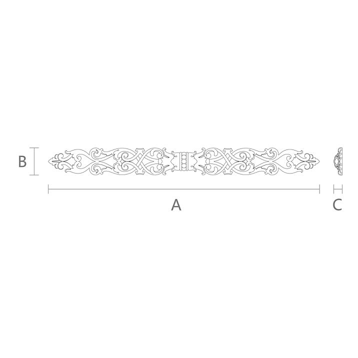 Decorative element made of oak or beech for wall decoration drawing