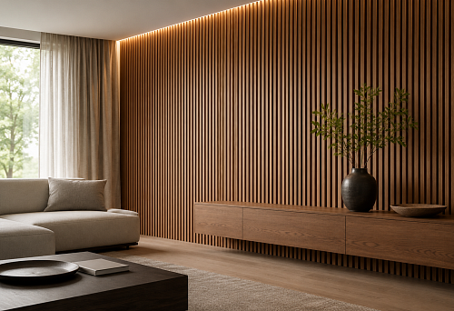 Buy wooden slatted wall panels &mdash; slat panels for interior