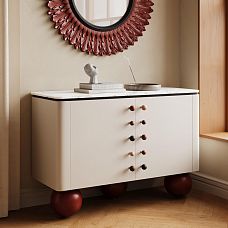 Unpainted spherical furniture leg MN-235 made of solid wood for designer tables, sofas, and dressers in a modern style.