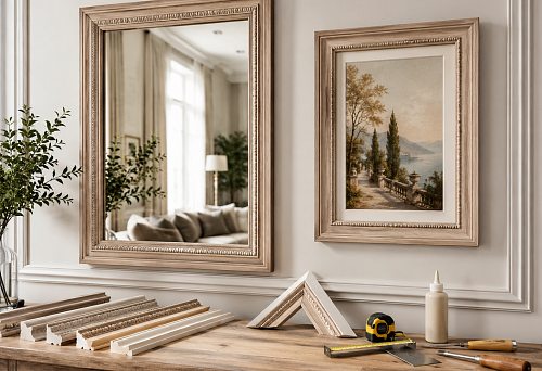 How to make a frame from baseboard and molding for a painting, mirror, and wall