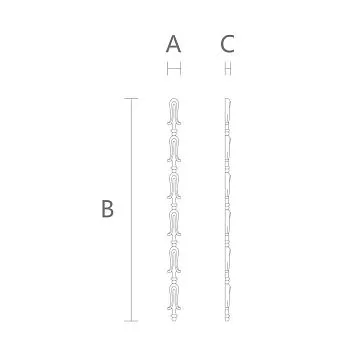 Narrow carved wooden overlay N-506 made of solid beech for enamel &mdash; a thin vertical decor for furniture facades and doors