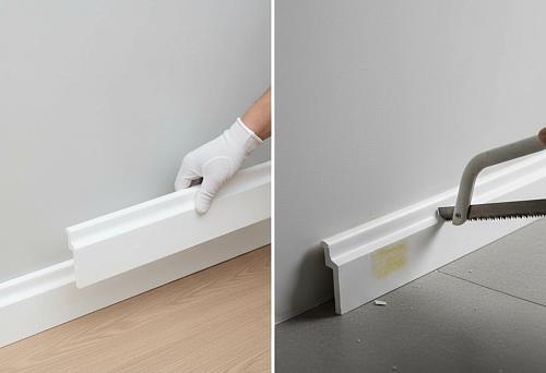 Comparing Pros and Cons of Polystyrene Skirting Boards: Installing Skirting on Walls and Removal Using a Saw