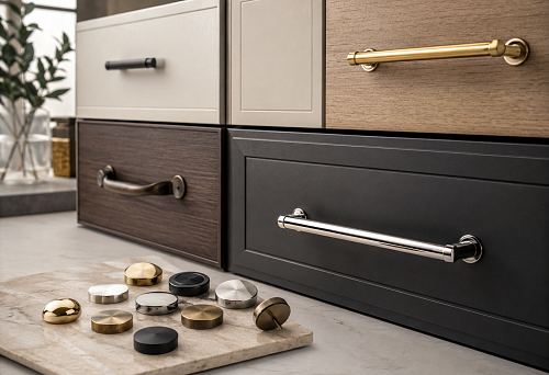 Decorative metal furniture caps: how to hide handle screws