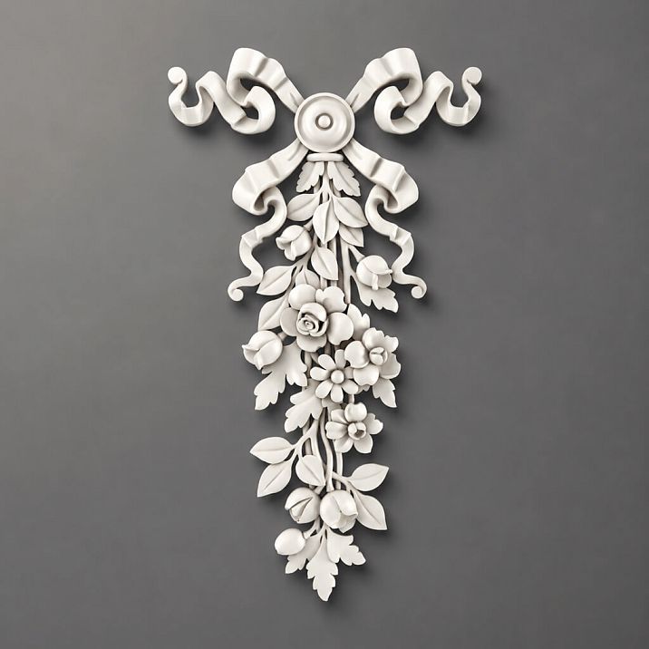 Polyurethane molding NPU-042 with 3D floral pattern for interior