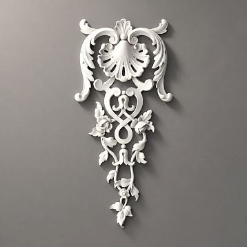 Molding decor NPU.VRS-005 &mdash; decorative overlay with smooth scrolls and floral motifs