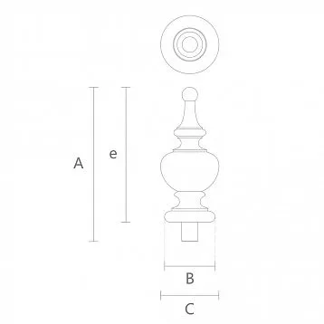 Finial on post L-115 in the shape of a flower bud for a wooden staircase