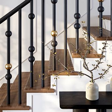 KON-013 beech or oak solid wood baluster set, height 1000 mm
