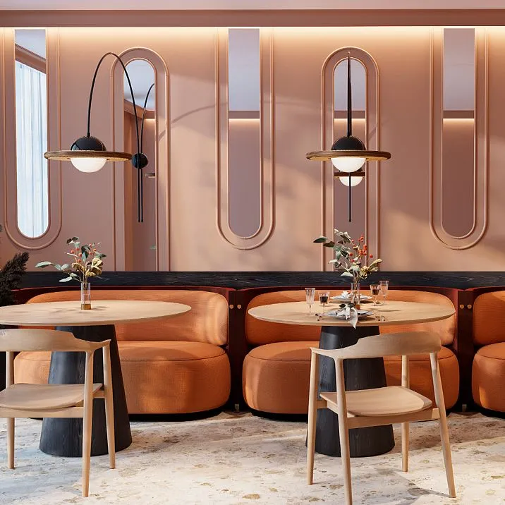 CPU-3-4 Polyurethane Decorative Molding Kit for Walls from the Japandi Collection with Rounded Overlays and Moldings for Minimalist Interiors