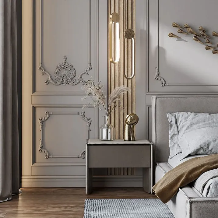 Molding MLD-M-002 made of MDF in bedroom interior photo