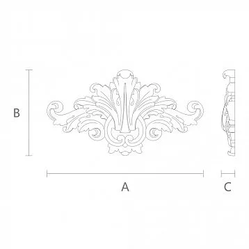 Overall appearance of Plaster Decoration NPU-002, showcasing an elegant classic ornament made of polyurethane