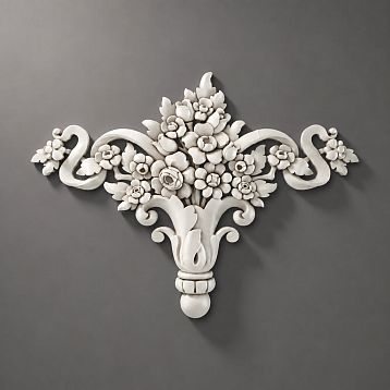 Relief decoration NPU-193 from polyurethane &mdash; floral composition with elegant scrolls