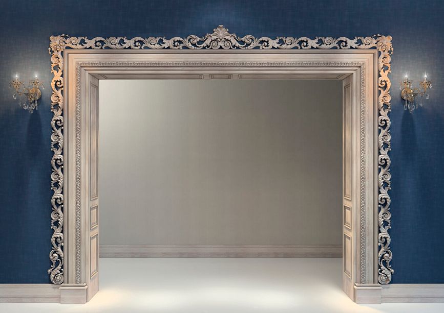 Door portal PRT-008 with rich carved decoration and openwork pattern