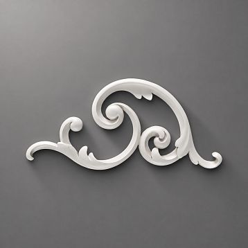 Molded decoration NPU-298R &mdash; elegant corner made of polyurethane on a gray background