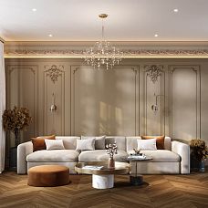 Stucco decor KPU‑130 with an elegant ornament for interior design, doors, and furniture.