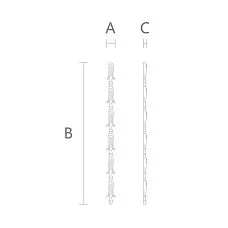Drawing of NPU-506 polyurethane molded decor with dimensions 12 &times; 205 &times; 5 mm