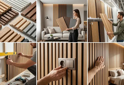 Slat wall panels in various shades and textures as a choice for purchasing slat panels in St. Petersburg