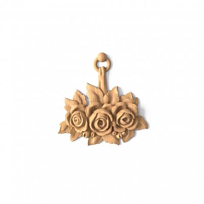 Carved cover plate из дерева с веткой с цветком для декора двери и мебели N-463.2