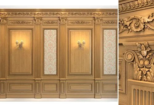 Classic Decorative Interior Decorations with Carved Elements and Ornamentation