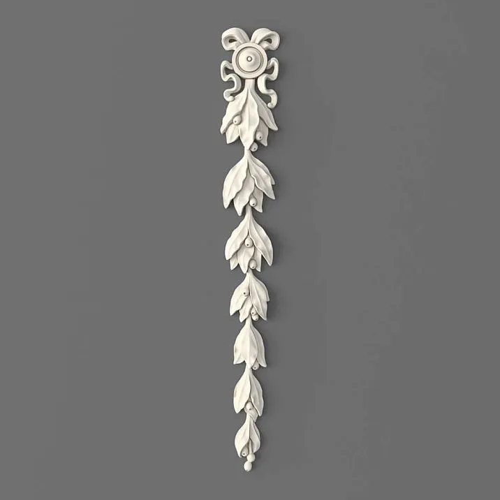 NPU-498 polyurethane molding decor &mdash; a vertical decorative overlay with floral ornament