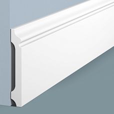 Baseboard B80A from polystyrene HI WOOD, 80 mm high and 12.5 mm thick, close-up