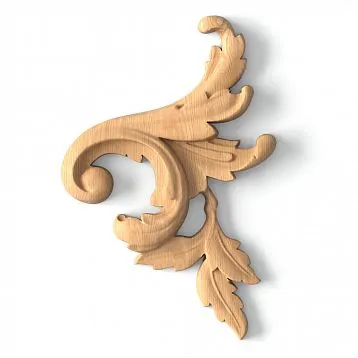 Carved Wooden Insert N-016R in the form of a scroll with leaves