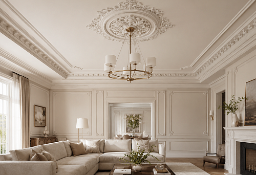 The ceiling should not be just white: how stucco, rosette, and moldings make the top of the room look expensive without complex renovations