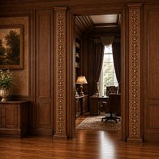 Carved wooden molding K-069 with floral ornament for baroque-style interior.