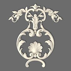 Stucco decor NPU-507 made of polyurethane with roses, leaves, shell, and volutes