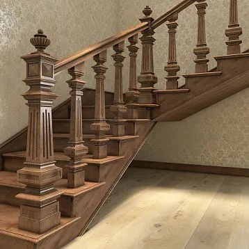 Carved wooden stair baluster L-079 with grooves