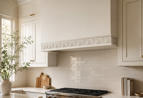 The kitchen range hood is already enclosed in a box: is it worth finishing the bottom edge with carved polyurethane molding KPU-080?