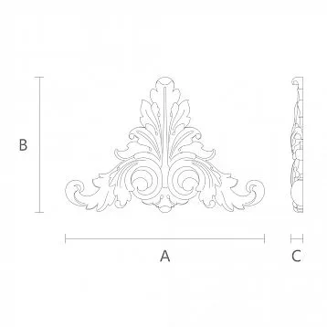 Wooden decorative element with carved floral design