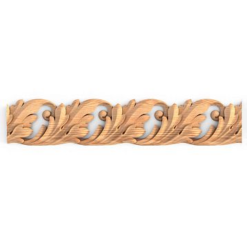 Wooden baguette K-056.1 with carved floral ornament made of natural wood