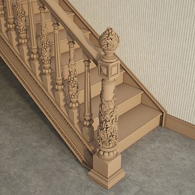 Carved detail of the staircase L-061.02 из дерева, интерьерное фото лестницы