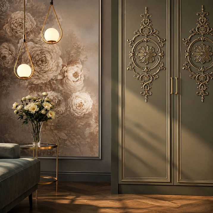 Decor Set C-020 for furniture and walls, photo with application for a cabinet
