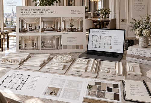 Selection of stucco moldings for all interior spaces
