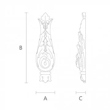 Carved wooden inlay N-271 with floral ornament made of oak