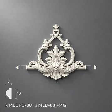 Polyurethane molding MLDPU-1-2.1, 3D view of decorative overlay on molding