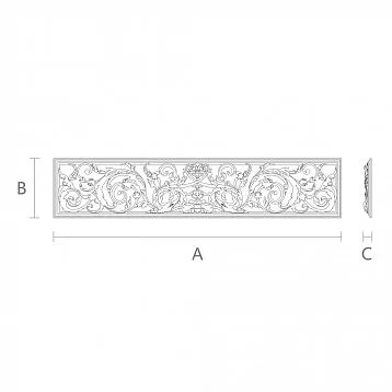 Rectangular plate made of oak or beech wood N-176 with carving