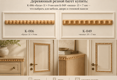 Wooden carved mouldings K-006 &ldquo;beads&rdquo; and K-049 &ldquo;wave&rdquo; &mdash; a comparison of STAVROS profiles