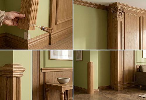 Wooden corner guards for protecting external wall corners